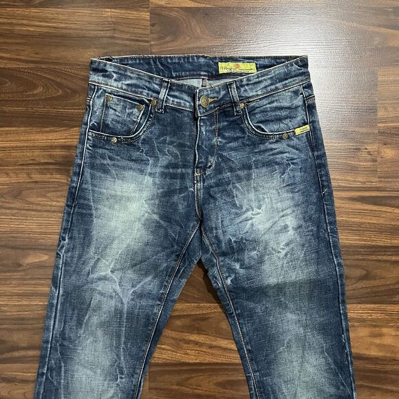 FRANKIE MORELLO Extra Premium Denim Mens Jeans Acid Wash 32x34 Cotton Very Stiff - Picture 3 of 13